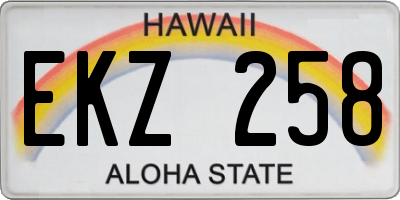 HI license plate EKZ258
