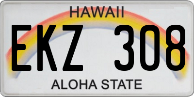 HI license plate EKZ308