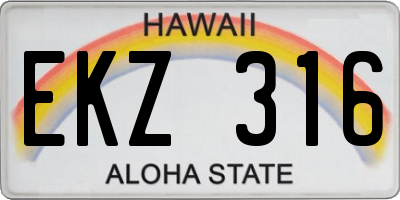 HI license plate EKZ316