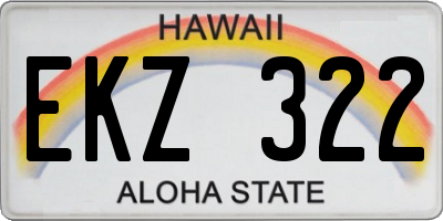 HI license plate EKZ322
