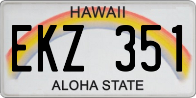 HI license plate EKZ351