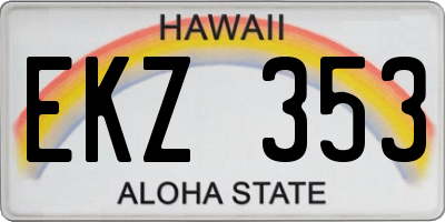 HI license plate EKZ353
