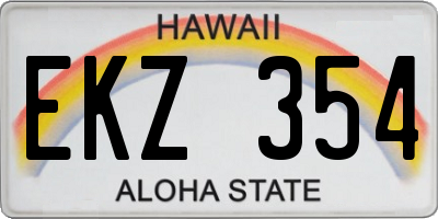 HI license plate EKZ354