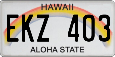 HI license plate EKZ403