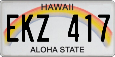 HI license plate EKZ417