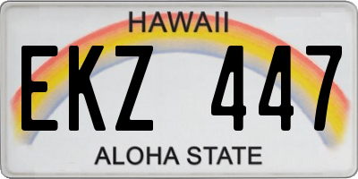 HI license plate EKZ447
