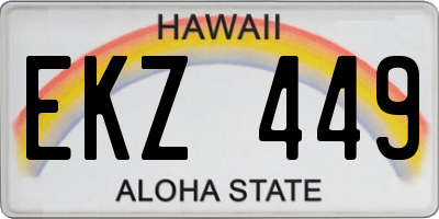 HI license plate EKZ449