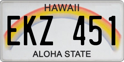 HI license plate EKZ451