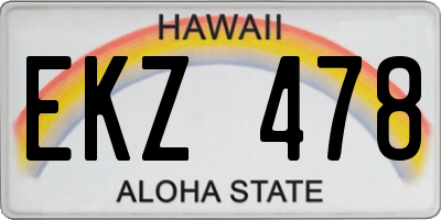 HI license plate EKZ478
