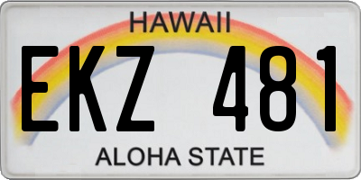 HI license plate EKZ481