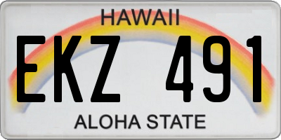HI license plate EKZ491