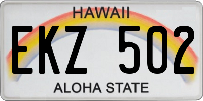HI license plate EKZ502