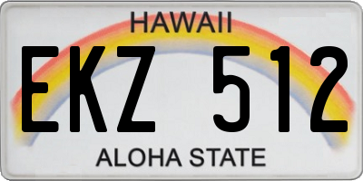 HI license plate EKZ512