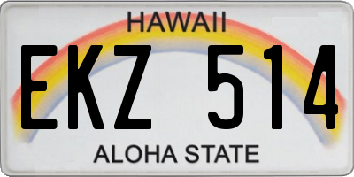 HI license plate EKZ514