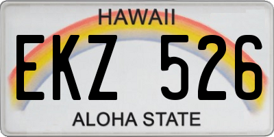 HI license plate EKZ526