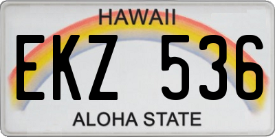HI license plate EKZ536