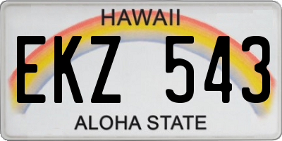 HI license plate EKZ543
