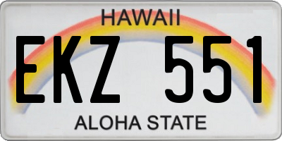 HI license plate EKZ551