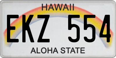 HI license plate EKZ554
