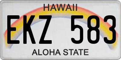 HI license plate EKZ583