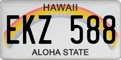 HI license plate EKZ588