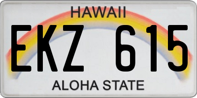 HI license plate EKZ615