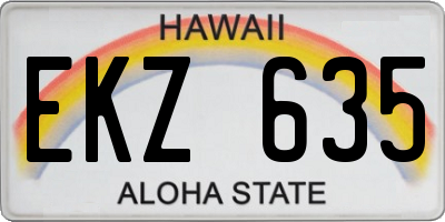 HI license plate EKZ635