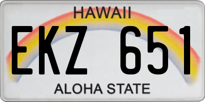 HI license plate EKZ651