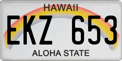 HI license plate EKZ653