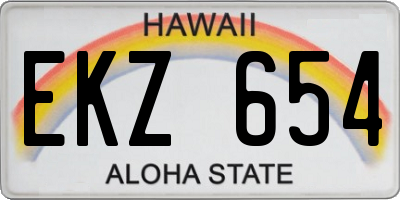 HI license plate EKZ654