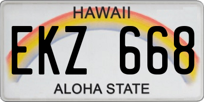 HI license plate EKZ668