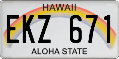 HI license plate EKZ671