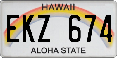 HI license plate EKZ674