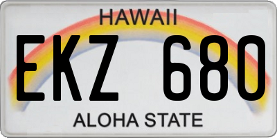 HI license plate EKZ680