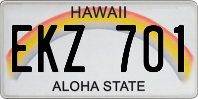 HI license plate EKZ701