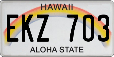 HI license plate EKZ703