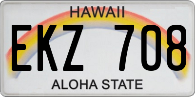 HI license plate EKZ708