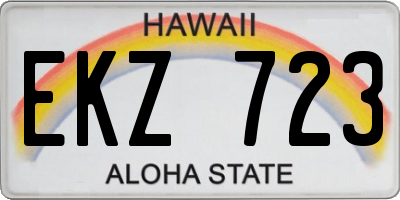 HI license plate EKZ723