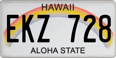 HI license plate EKZ728