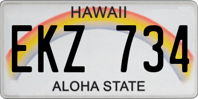 HI license plate EKZ734