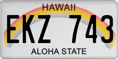 HI license plate EKZ743