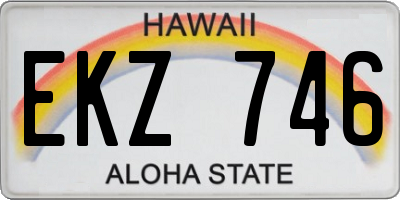 HI license plate EKZ746