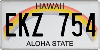 HI license plate EKZ754