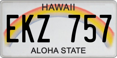 HI license plate EKZ757
