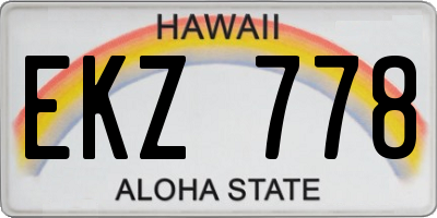 HI license plate EKZ778
