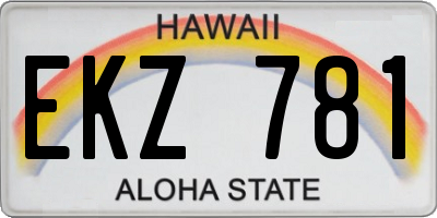 HI license plate EKZ781