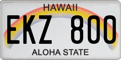 HI license plate EKZ800