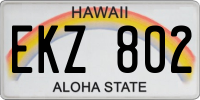 HI license plate EKZ802