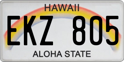 HI license plate EKZ805