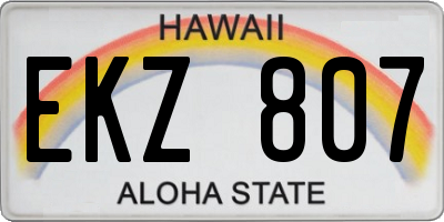 HI license plate EKZ807